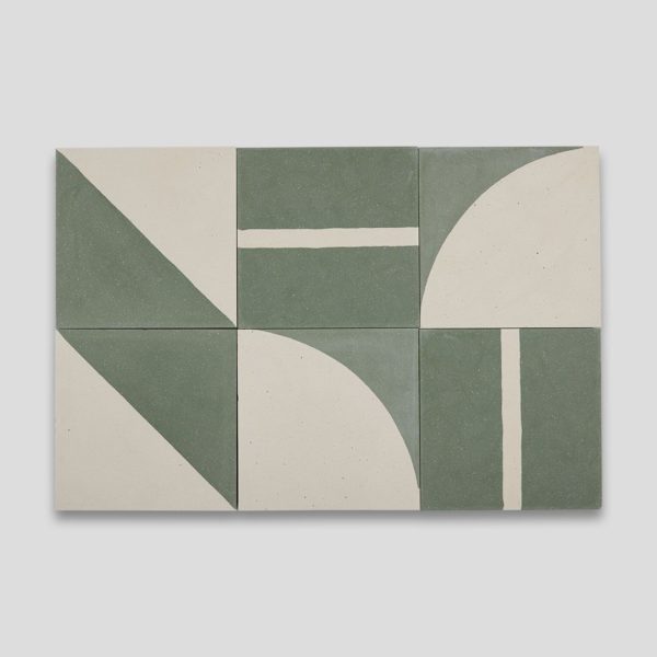 Green Geometry Encaustic Cement Tile