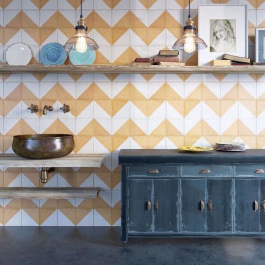 Magic Triangle Yellow Encaustic Cement Tile