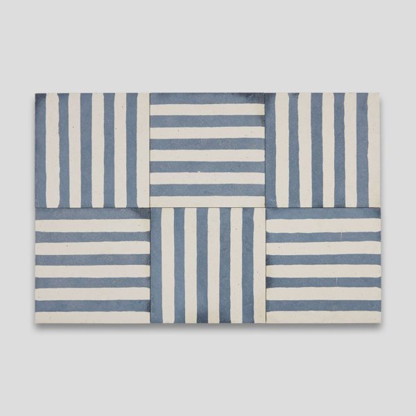 Navy Blue Stripes Encaustic Cement Tile