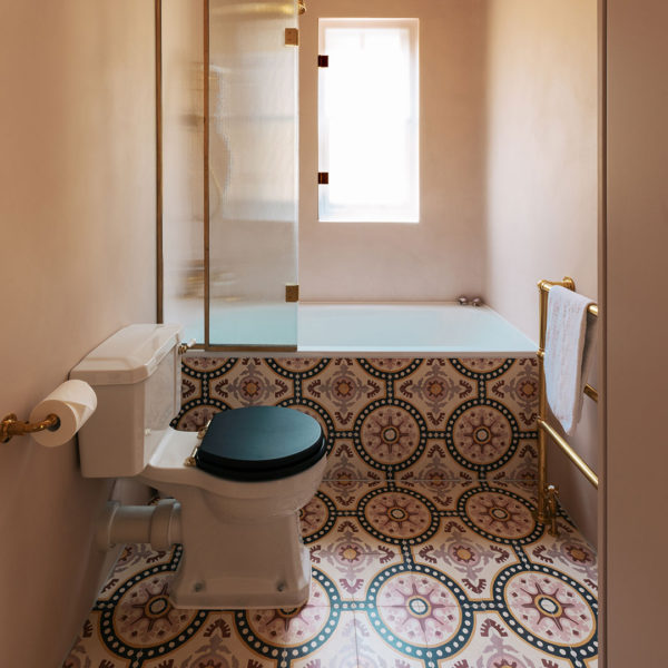 Madrid encaustic cement tile pink peach bathroom