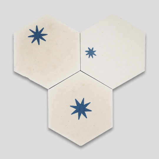 Starry Night Dirty White Hexagon Encaustic Cement Tile