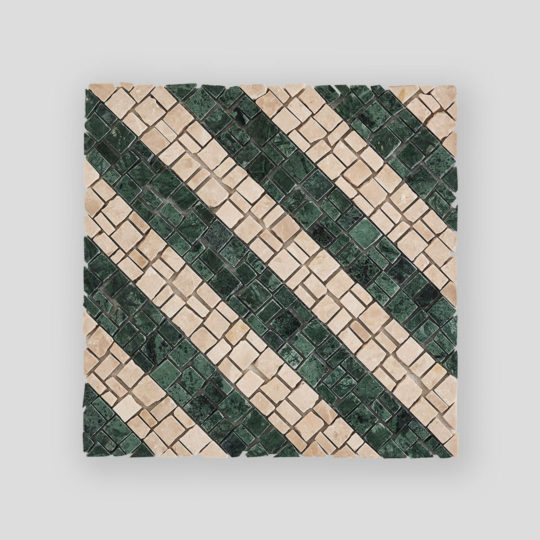 Cross Stripes Green Marble Mosaic Tile