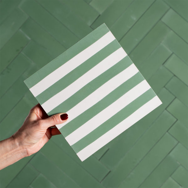 Green Stripes Cement Tile Slim Line