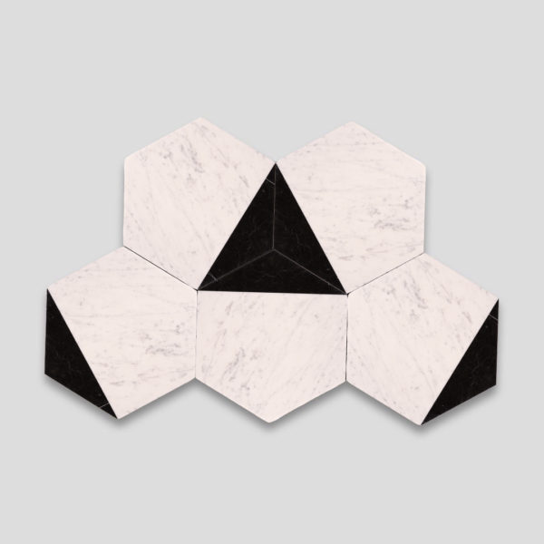 Hex Black Caret Signature Marble Collection Tile