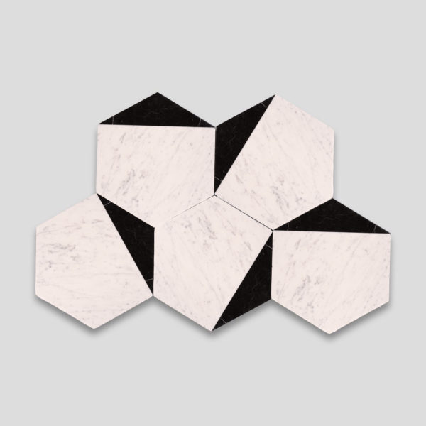 Hex Black Caret Signature Marble Collection Tile