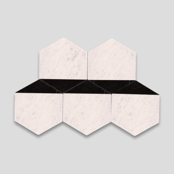 Hex Black Caret Signature Marble Collection Tile