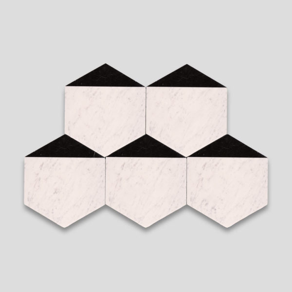 Hex Black Caret Signature Marble Collection Tile