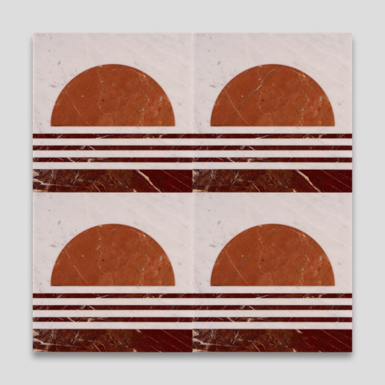 Crimson Sunset Stripes Signature Marble Collection Tile