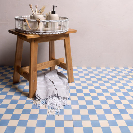 Blue Checkers Slim Line Encaustic Cement Tile