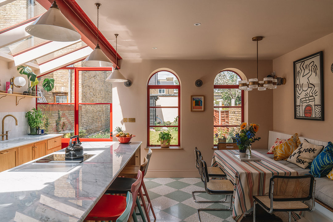 LorneLofts colourful london kitchen terrazzo tiles otto tiles